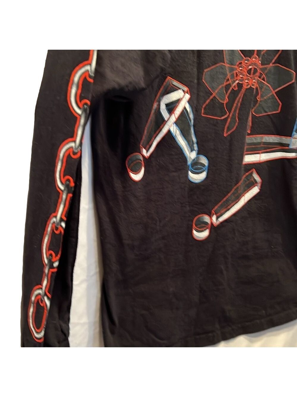 TRIPPK REDD LONG-SLEEVE TEE SHIRT, SZ M, PTP 22", LENGTH 26", Black with Design - Picture 5 of 7